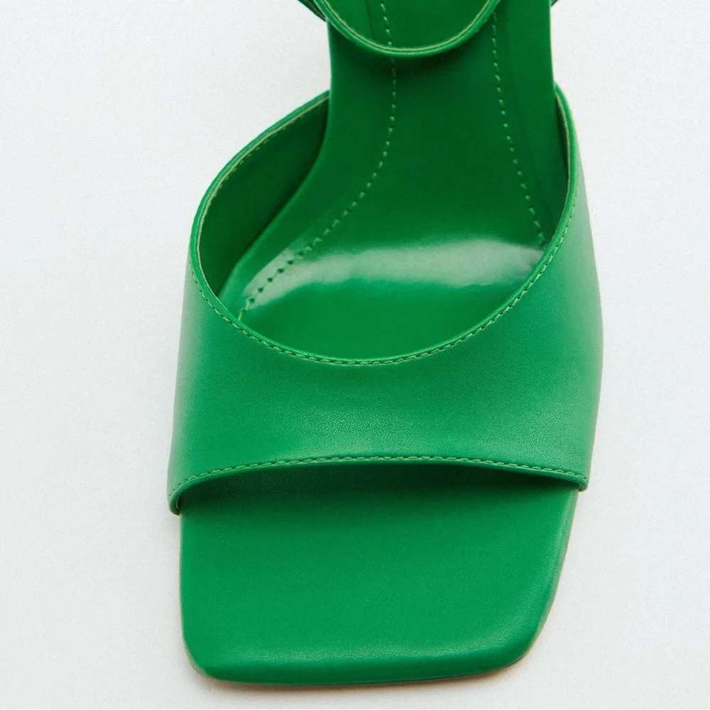 NWT. Zara Green Heeled Sandals. Size 7,5 - Picture 7 of 9